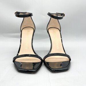 Stuart Weitzman Nudistcurve Black Patent Leather Strappy Stiletto Heel